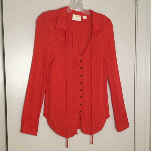 Maeve Tops - Maeve by Anthropologie Red Long Sleeved Peasant Top